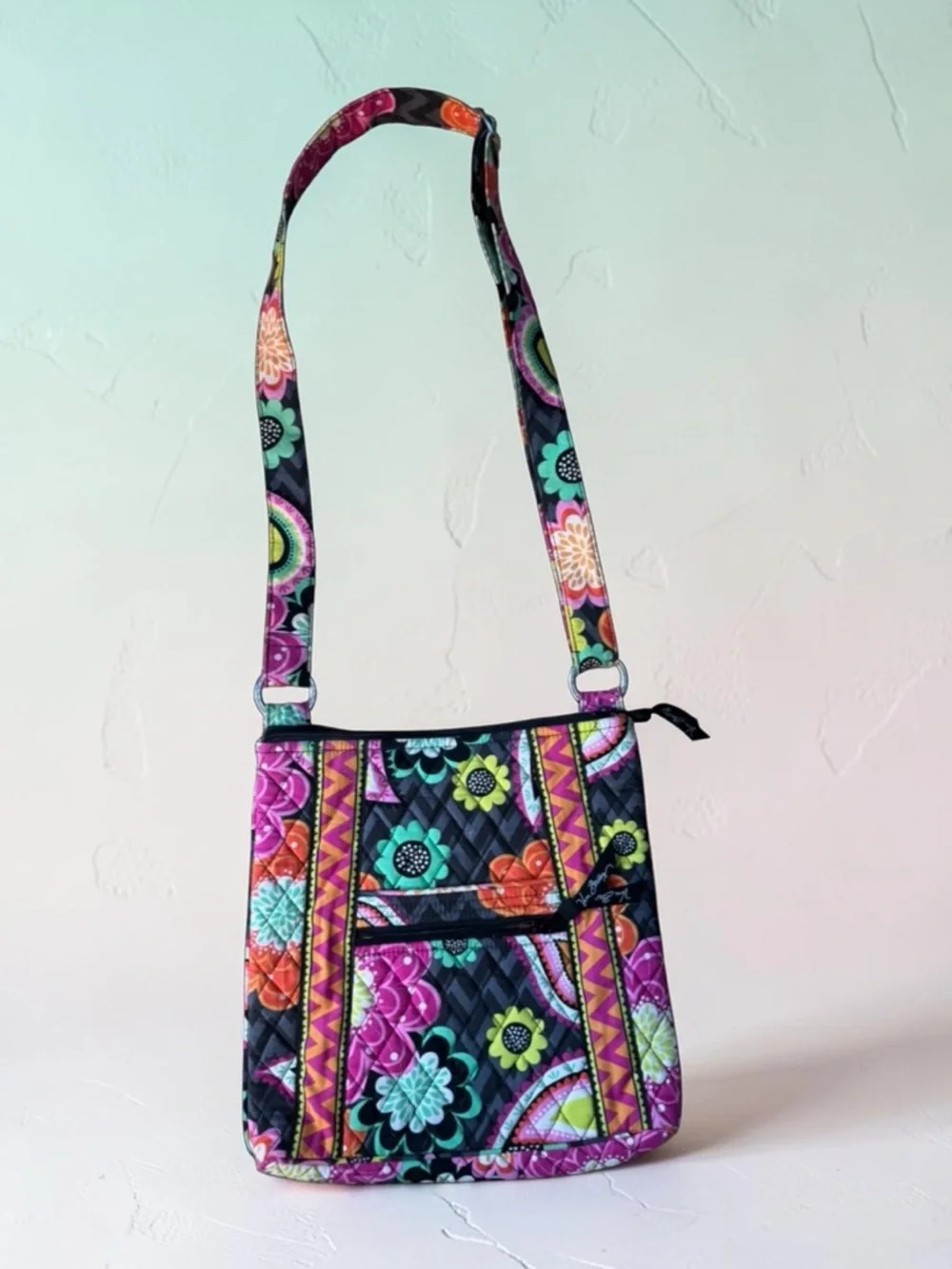 Vera Bradley Triple Zip Hipster Crossbody Bag In Ziggy Zinnia NWOT
